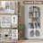 70" Bookshelf And Bookcase, Tall Bookcase With Glass Door, 5 Tier Mid-century Book Shelves W/ Deep Storage Cabinet And Adjustable Shelves, Wood Standing Tall Book Shelf For Home Office Kitchen-1725497973