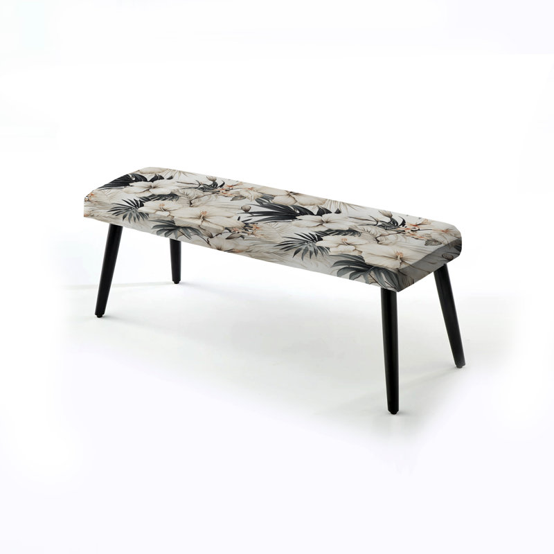Banc neutre rembourré motif tropical tropical neutre II