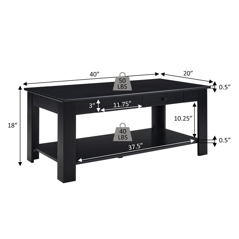 Slayter 40" W Coffee Table with Storage, Espresso