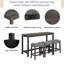 Ensemble de bar électrique 4 pièces avec 3 tabourets rembourrés, table de canapé derrière le salon et la cuisine, gris foncé
