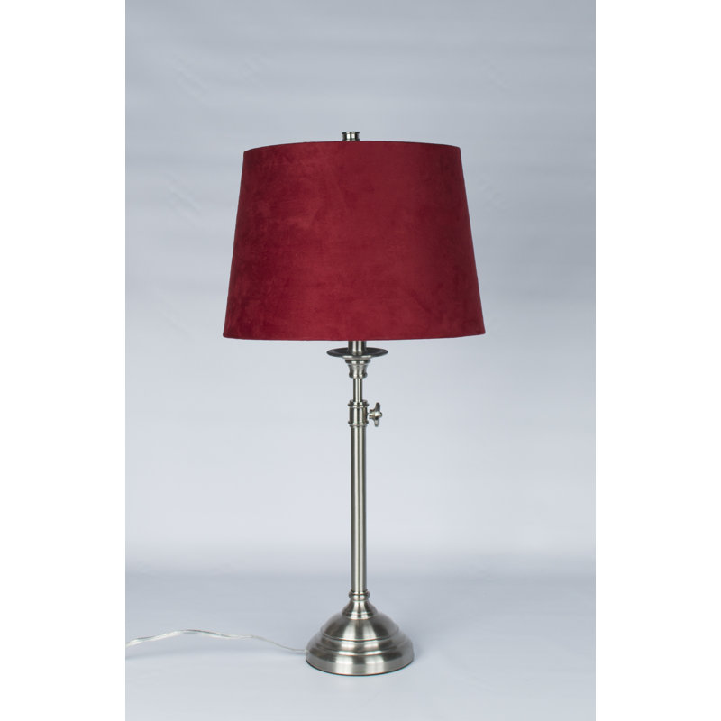Lampe de table 30 ", Suède rouge, Nickel brossé