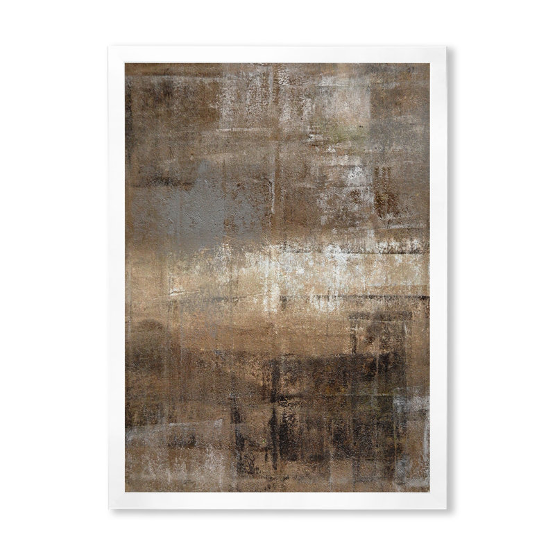 «Brown rencontre le gris», art abstrait moderne et contemporain sur toile, H 36 po x l 24 po, Impression encadrée, Blanc