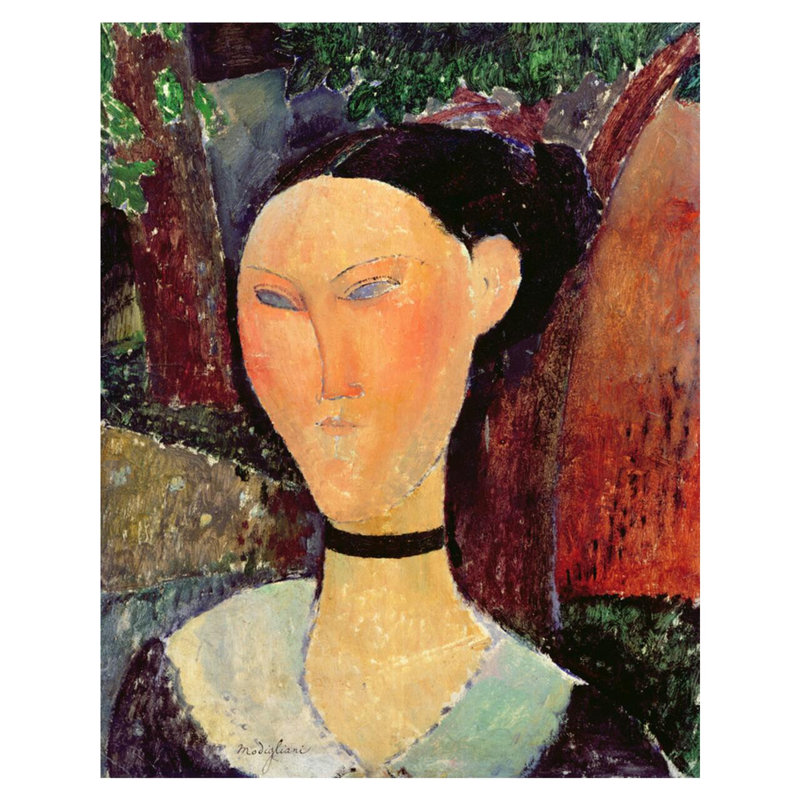«Woman with a Velvet Neckband» par Amedeo Modigliani - Impression giclée, H 40 po x l 32 po