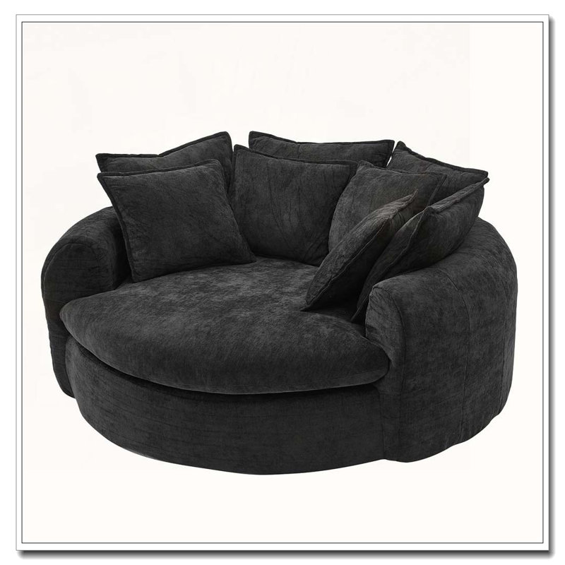 Fauteuil d'appoint rembourré en tissu chenille, Noir