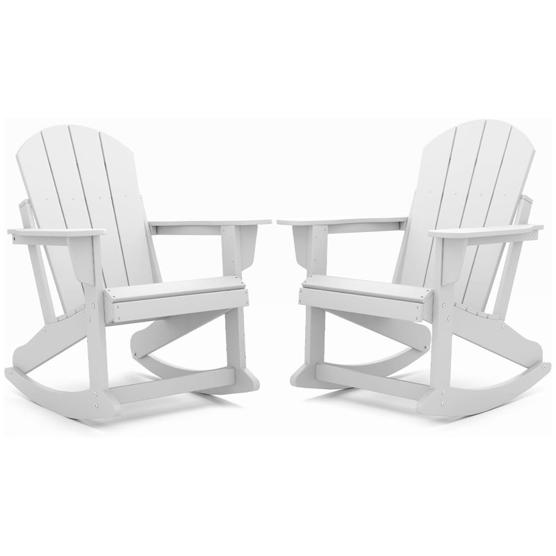 Ensemble de 2 chaises berçantes surdimensionnées toutes saisons Adirondack, Blanc