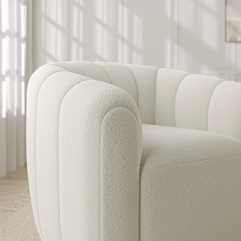 Lerin Upholstered Swivel Barrel Chair, Beige