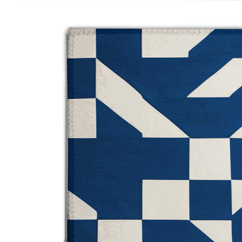 Tapis d'intérieur et d'extérieur à carreaux bleu, Rectangulaire 2 pi x 3 pi