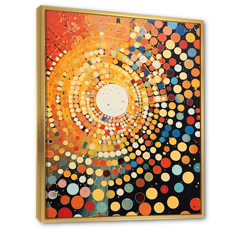 Compositions ambrées circulaires aborigènes I - impression, H 32 po x l 16 po x P 1 po, Cadre naturel flottant