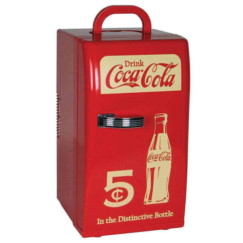 Coca-Cola 22L Retro Mini Fridge, 18 Can Portable Cooler, Red