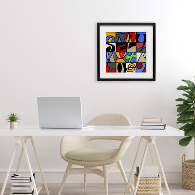 Alternating Contrast Shapes Abstraction Framed Print Under Glass, design by Ruth Fromstein
