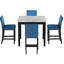 Ensemble de table de salle à manger 5 pièces à hauteur de comptoir Ayron avec 1 table de salle à manger en faux marbre et 4 chaises rembourrées
