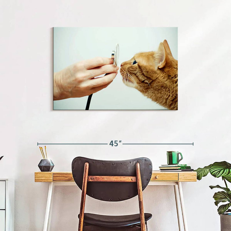 Chat chat sur toile, H 24 po x l 36 po x P 1,25 po