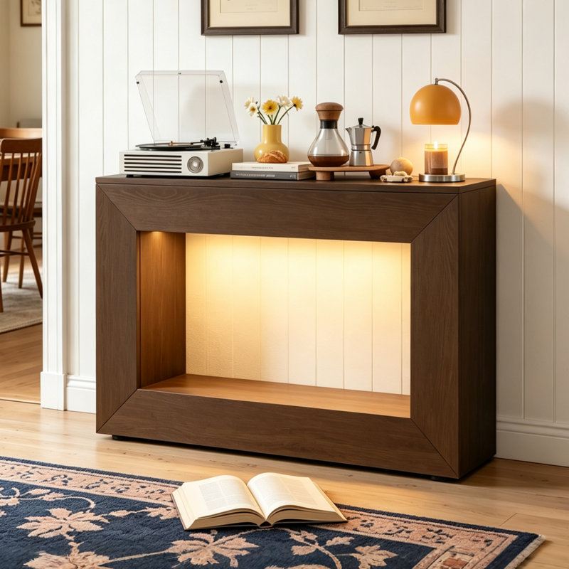 Console 47 po à DEL avec rangement, Brown