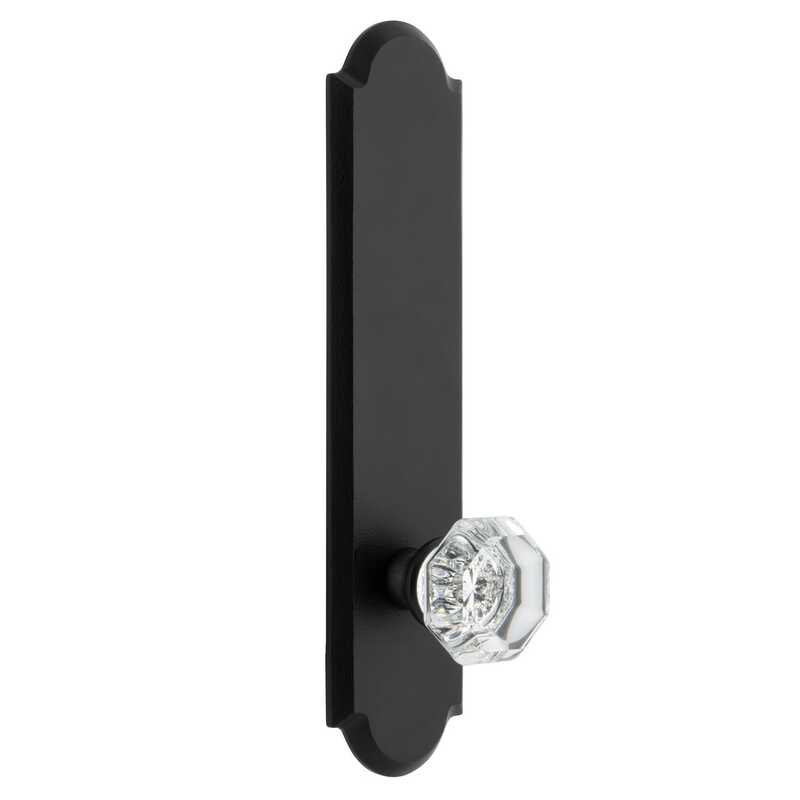 Ageless Iron Dome Tall Plate Passage with Krystall Knob, Surface Mounted, Universal, Double Dummy