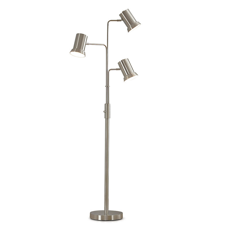 Lampe sur pied à branches en métal à 3 lumières h 73 po Latitude Run® Sudio, Nickel brossé, Nickel brossé