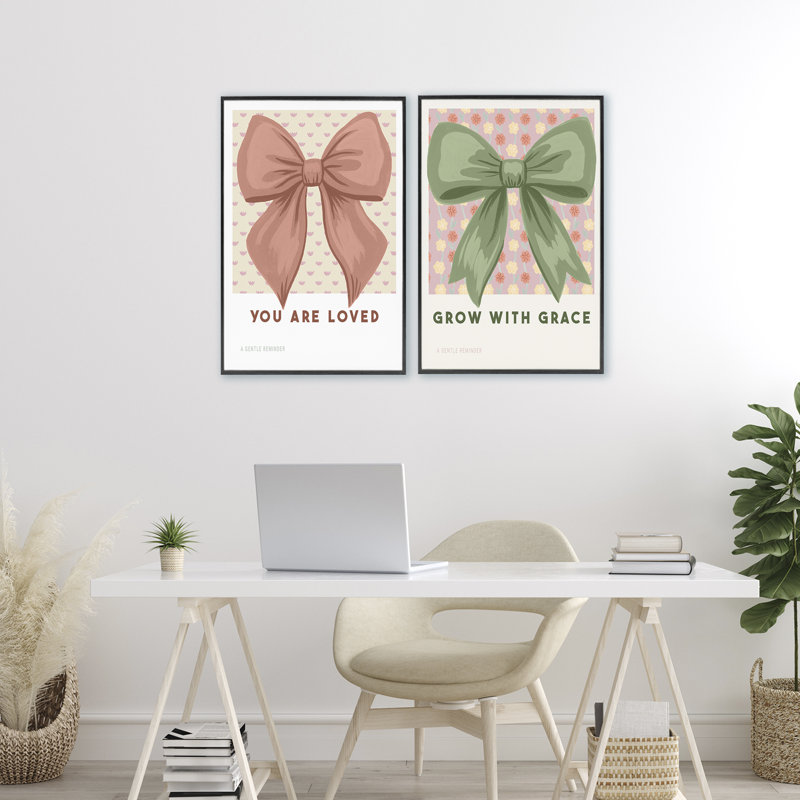 Ensemble de 2 giclées encadrées, "Inspiring messages bows", par Courtney Haley, H 24 po x l 32 po