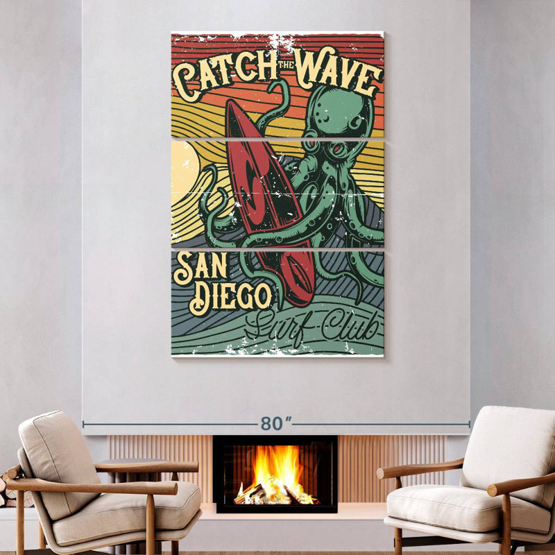 Brampt Surfing Octopus, 74" H x 48" W