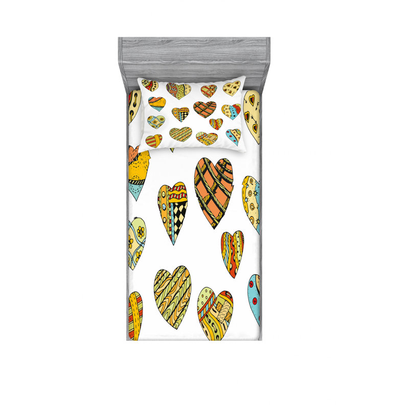 Microfiber Geometric Sheet Set, Twin Sheet Set with Fitted Sheet