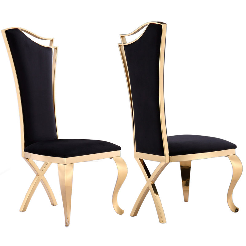 Chaise d'appoint Justian, Noir, Or