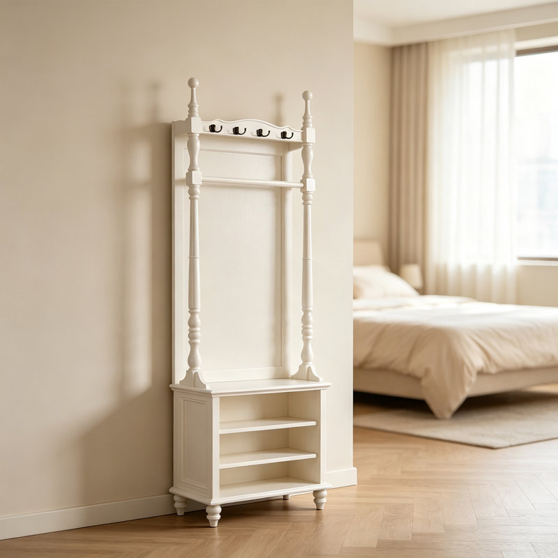 Portemanteau autoportant en pin blanc