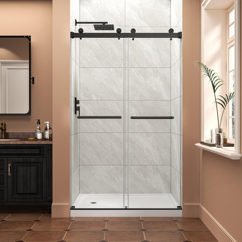 Porte de douche de 43 à 48 po x H 76 po, Noir mat