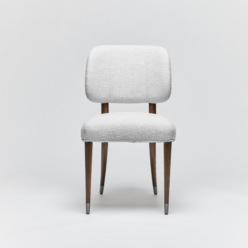 Serafina Upholstered Dining Chair, Brushed Nickel/Walnut