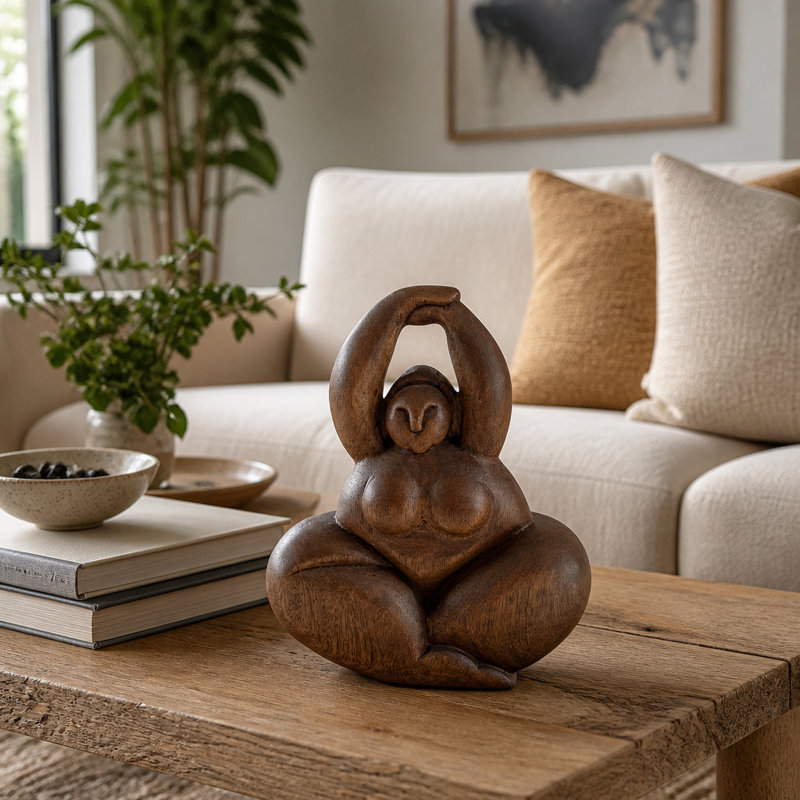 Figurine sculptée en bois pour femme