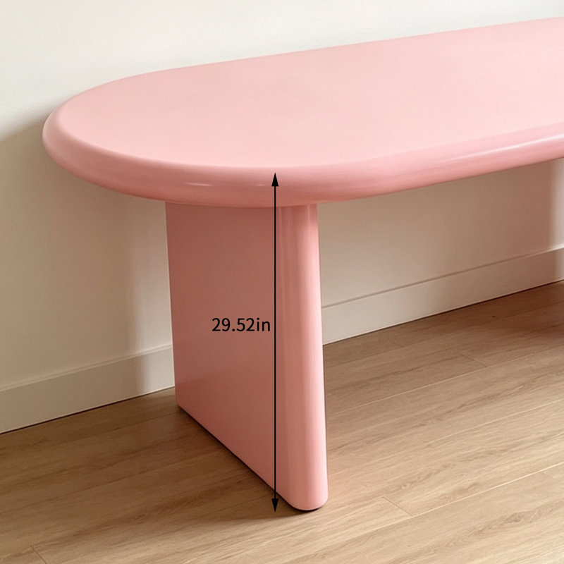 Bureau en bois massif rose au design moderne et minimaliste, H 29,52 po x l 47,24 po x P 19,68 po, Rose