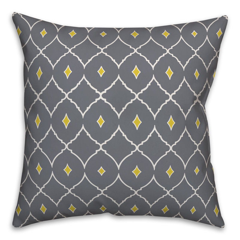  Diamond Throw Pillow, 16" x 16", Gray, Polyester/Polyfill