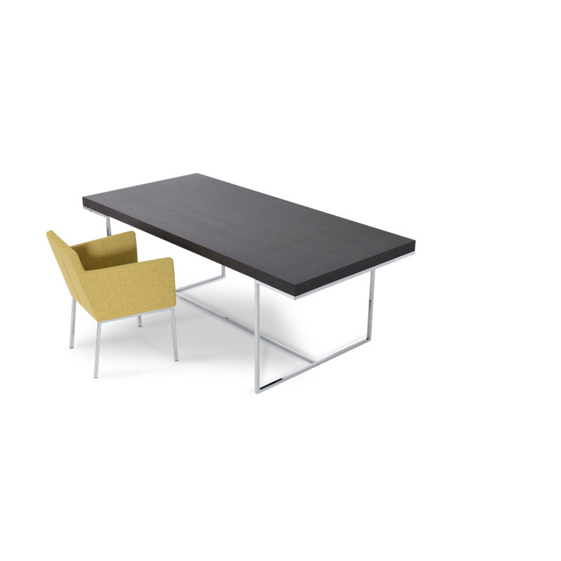 Madrid Dining Table, 29" H x 79" L x 37" W, Grey Faux Leather