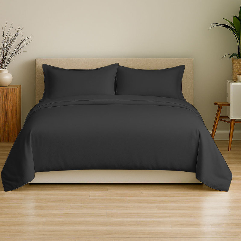 6-Piece Ultra-Soft Microfiber Sheet Set, California King Sheet Set with 4 Pillowcases, Black