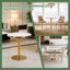 Table à piédestal moderne de 31,5 pouces de style Mid-Century, table de salle à manger multifonctionnelle pour 4 à 6 personnes et grande table basse, plateau en MDF blanc pour le salon, la cuisine et le bureau-133525927-133525929