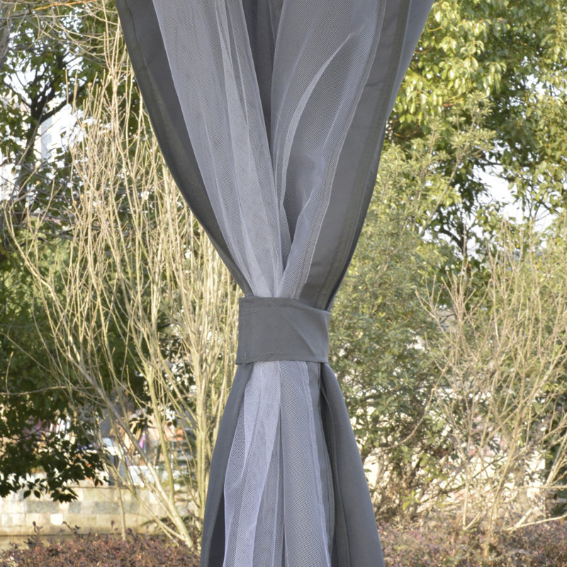 12' x 12' Gray Steel Patio Gazebo with Netting and Curtains