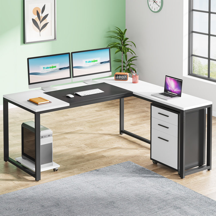  Karl home MDF Computer Desk with 4 Drawers and A Storage  Cabinet, Home Office Desk Writing Desk with 2 Storage Compartments, Office  Table for Bedroom Small Spaces, White : Home & Kitchen