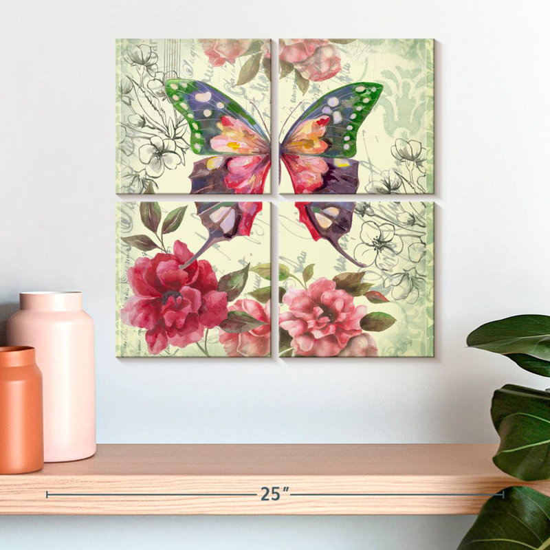 Brampt papillon floral II, H 18 po x l 18 po