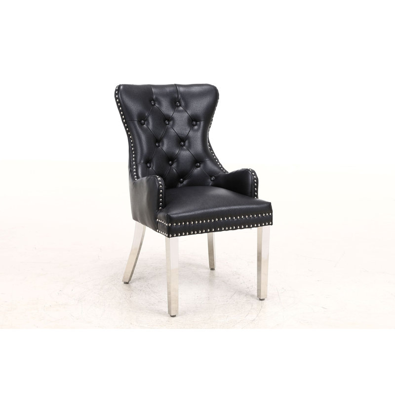 A Pair Of (X2) Leather Aire Rebecca Dining Chairs, Black