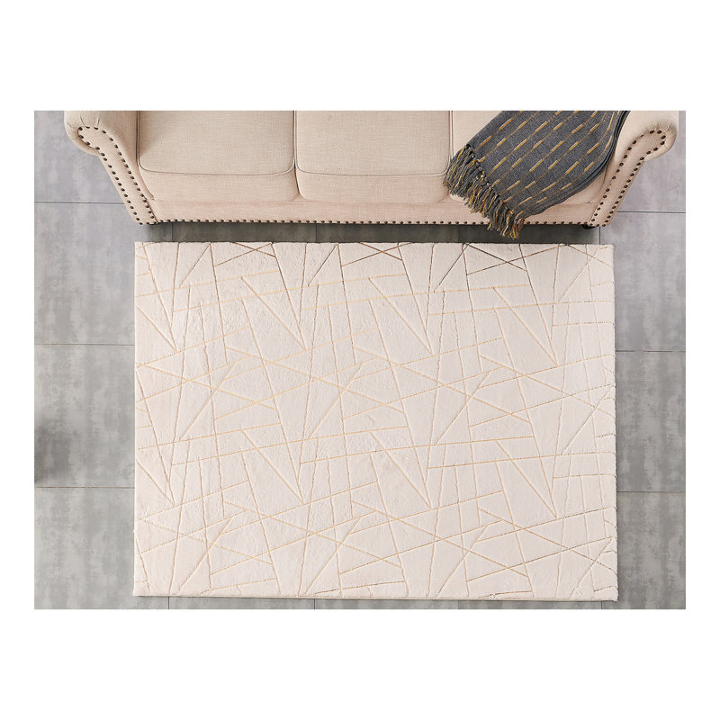 Tapis doré doré à motif géométrique luxueux et lavable à la machine Luxury, Rectangle 6 pi x 9 pi