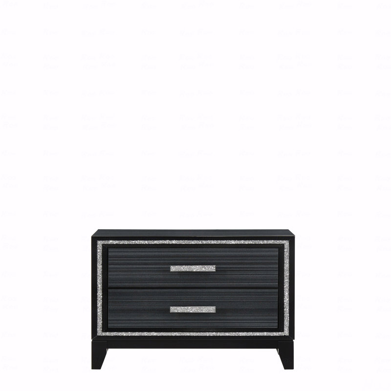 Weathered Black Finish Nightstand, Black