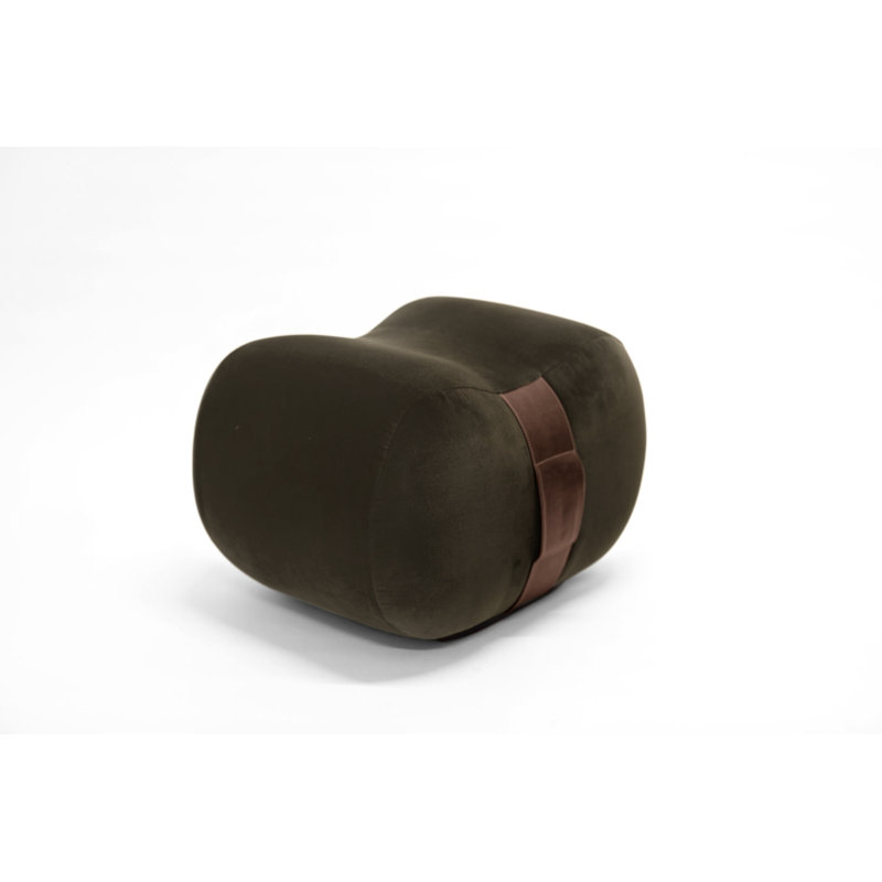 Milo Velvet Ottoman, Earth/Creme Brulee Velvet