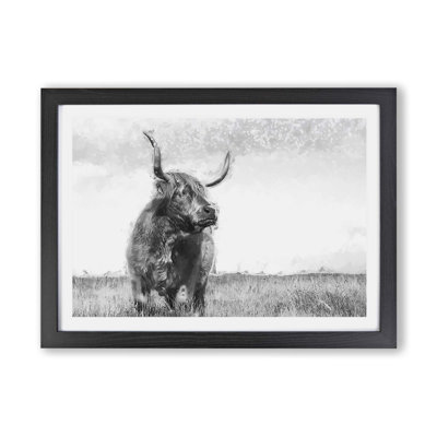 'Highland Cow' - Picture Frame Painting Print on Paper