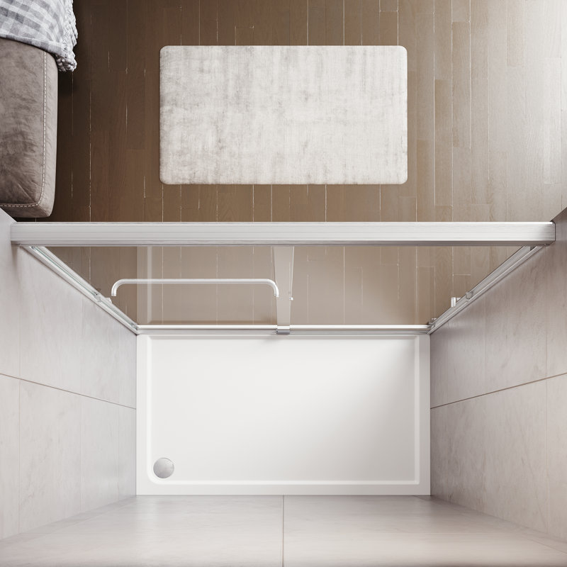 Porte de douche coulissante 60 po x 72 po ELEGANT, verre trempé transparent de 8 mm pour la salle de bain, nickel brossé