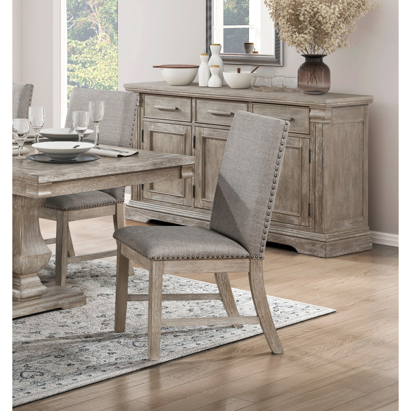 Traditional 7 Piece Dining Set Extendable Rectangular Dining Table with 6 Upholstered Chairs