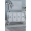 Console moderne avec fixation murale, blanc et argent, 47,2 po x 31,5 po x 11,6 po | 100% panneau de particules enduit de mélamine, épaisseur: 0,7 pouce | Nombreuses tablettes, design élégant et fonctionnel pour la maison ou le bureau-494046525
