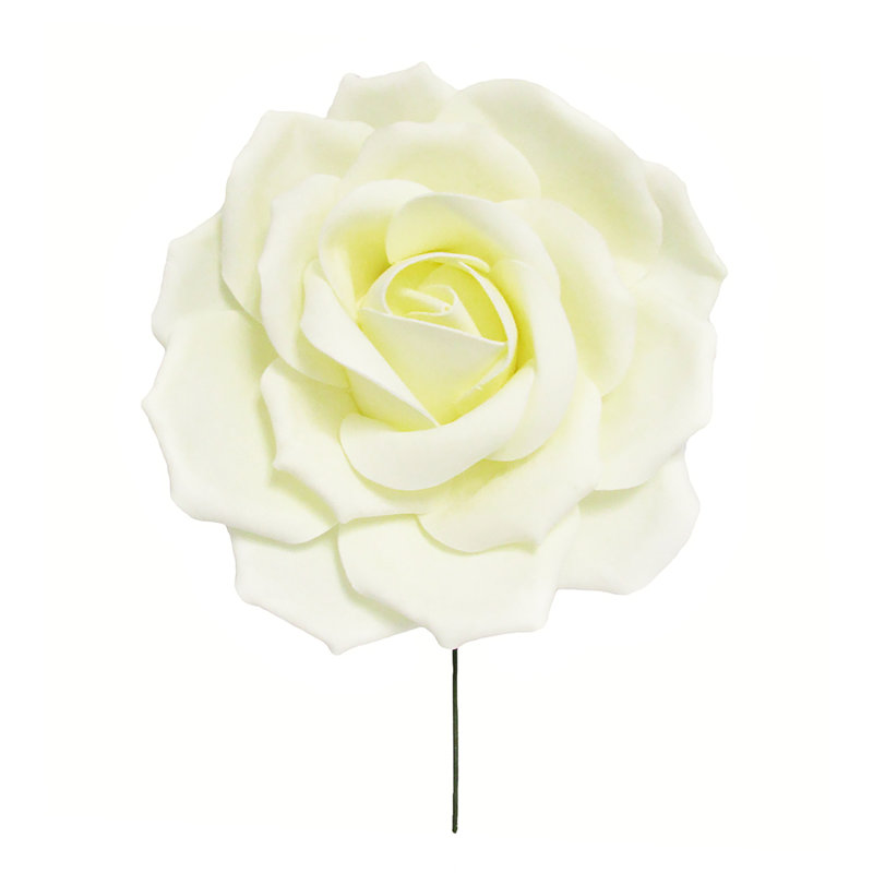 Grande tige rose en mousse, H 16 po x l 16 po x p 7 po, Blanc crème