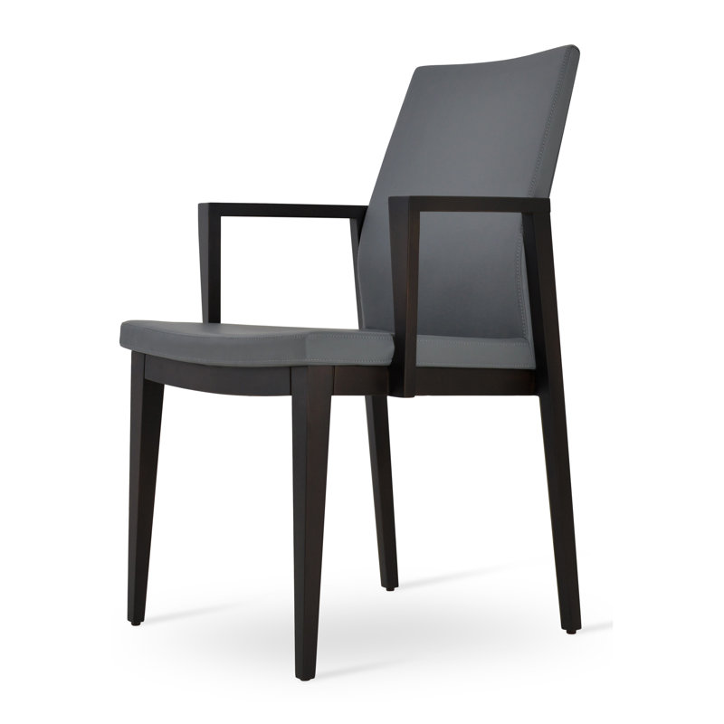Pasha Wood Arm Chair, Black PPM, Wenge