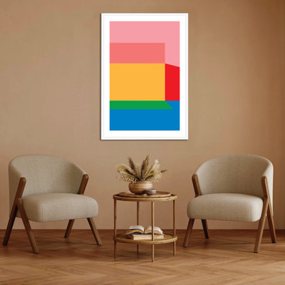 «Colorspace part 2» par Holly McWortser, art mural abstrait rose, bleu, or et triptyque pour une décoration moderne