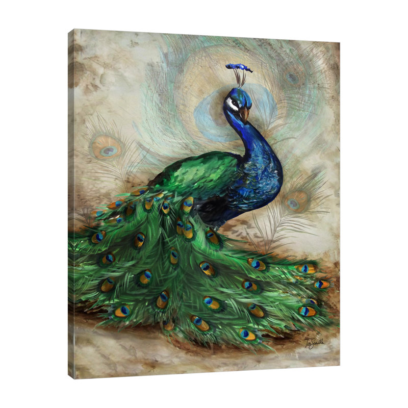 «Peacock II» par Tre Sorelle Studios - impression sur toile tendue, H 15 po x l 12 po