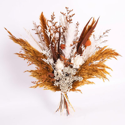 17" Boho Dried Flower Bouquet - Natural Pampas Grass & Real Flowers for Home Decor, Wedding Decor, Fall Decor, Table Centerpiece, DIY Floral Arrangement