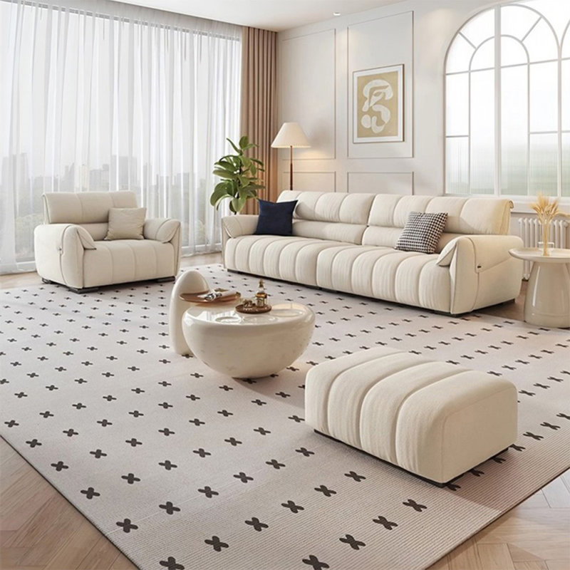 White 100% Polyester 3 - Piece Living Room Set