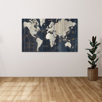 "Old World Map Blue" by Wild Apple Portfolio Print on Canvas